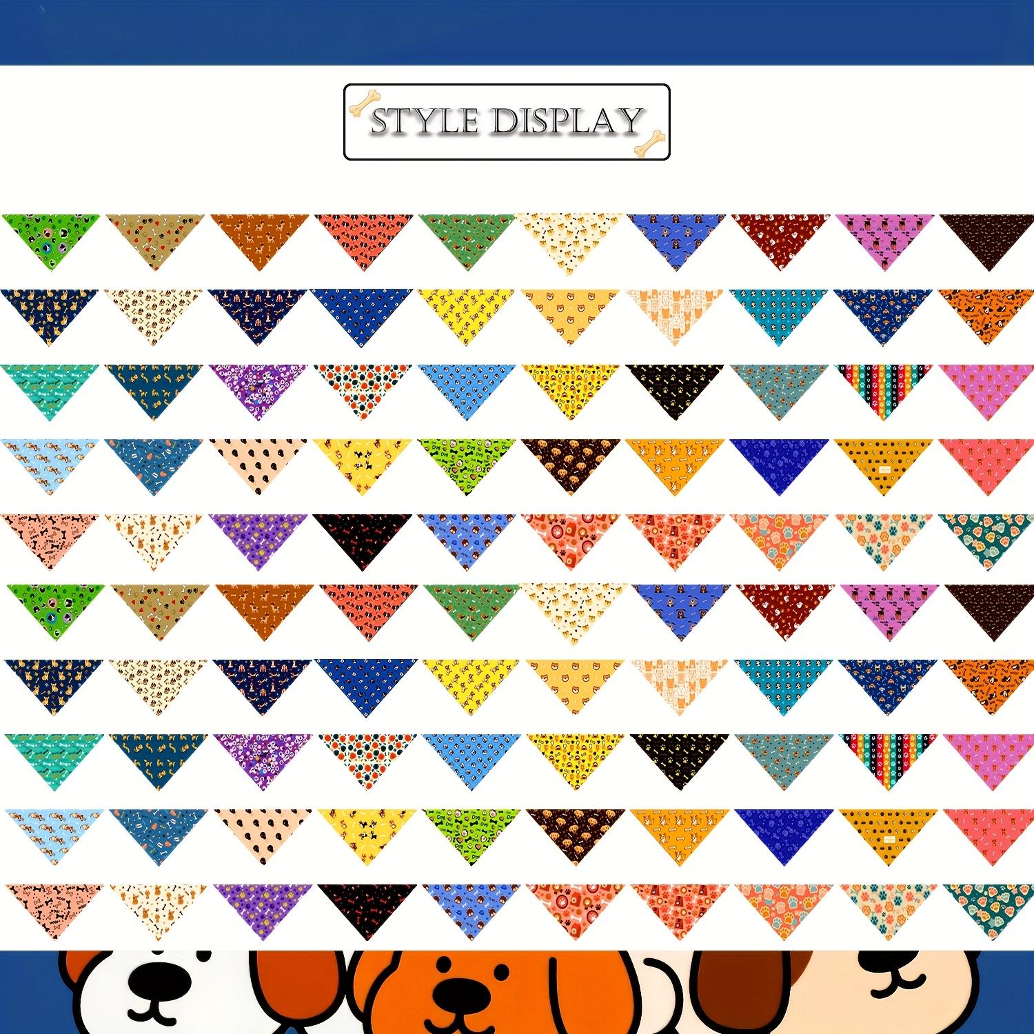TEMU 100pcs Adjustable Cute Cartoon Dog Head Print Pet Bandana Scarf, Polyester Fabric, , , With Tether For Medium & Small Breeds, Essential For Photo Shoot