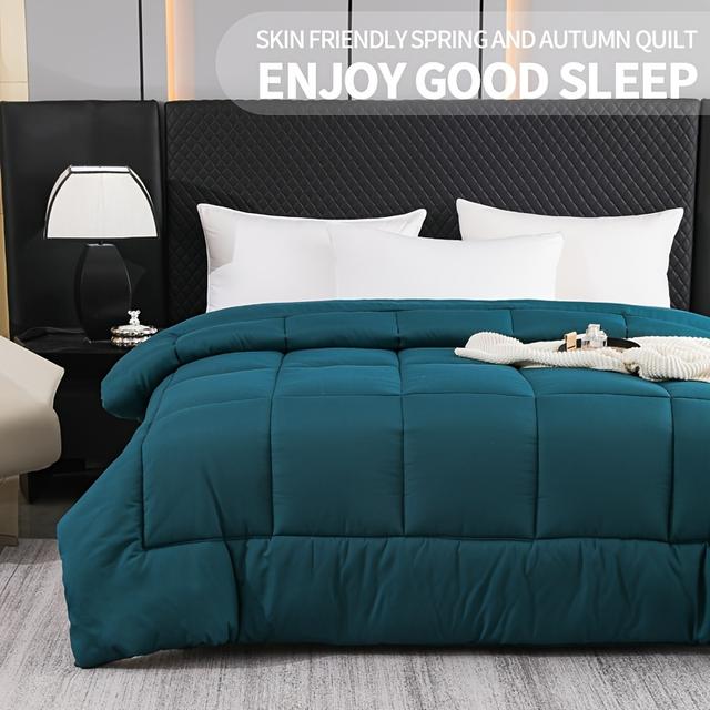 TEMU Quilted Comforter - Skin-friendly Polyester, Lightweight & Breathable, , Ideal For Dorms, Single & Double Beds, Lightweight Quilt|seasonal Comforter|polyester Fibe