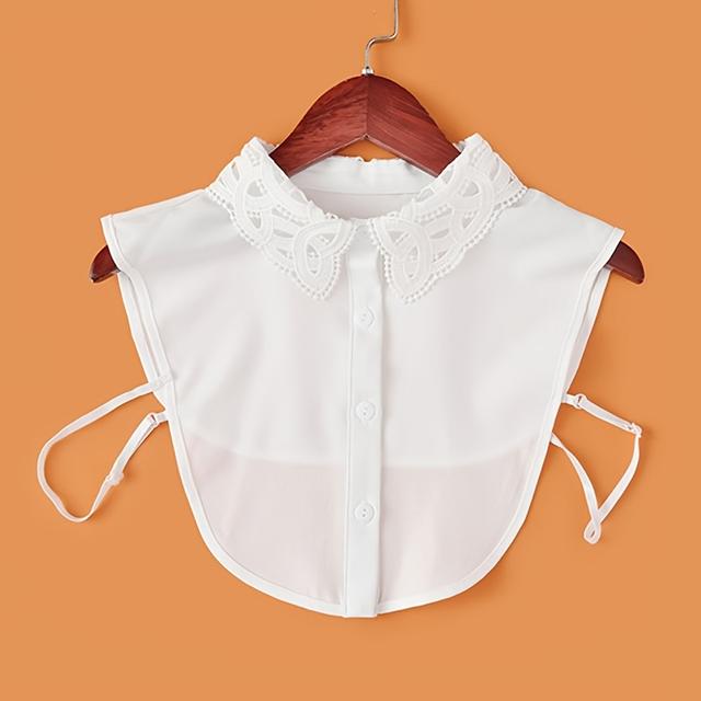 TEMU Fashionable Women's Embroidered Collar Half-shirt Style Fake Collar Sweater, Detachable Multi-functional Decoration Fake Collar Shirt Base