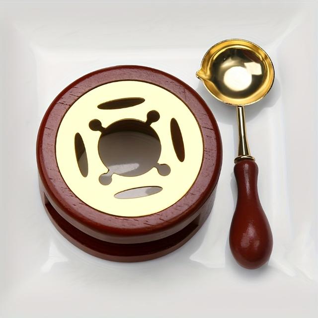 TEMU Zestaw 2 narzędzi do topienia wosku, podgrzewacz do wosku z drewna różowego z zestawem łyżek, garnek do topienia wosku