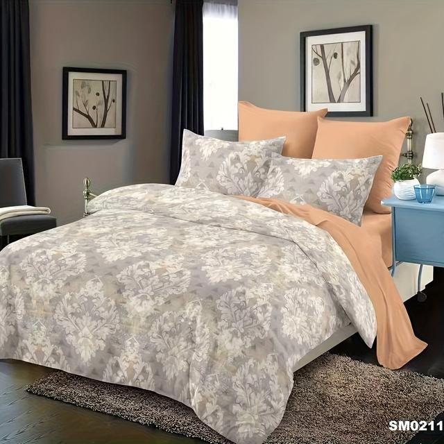 TEMU Floral Sanded Quilt, Single 5pcs Set Double 8pcs Set, Machine Washable, Bedding Set, Cozy Quilt, , Decorative Quilt, Highquality Quilt, Durable Material, Quilt Set, Comforter Set,