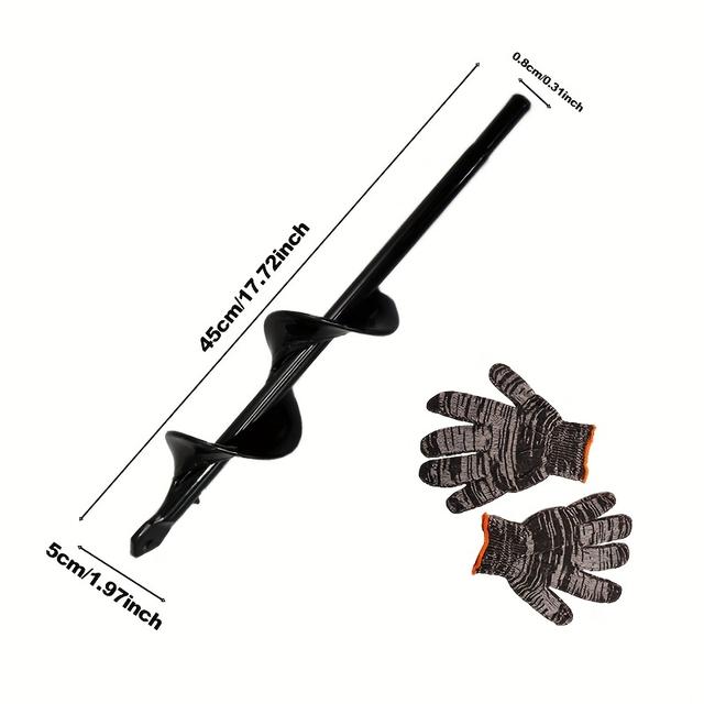 TEMU (Kesztyűk be vannak) Szilárd acél tengely spirál fúró, 3/8" hatlapos vezeték kerti növény fúró, fekete hatlapos vezeték fúró cement táblák fúrásához, ültetési ásás, hatlapos fúró rendszerező