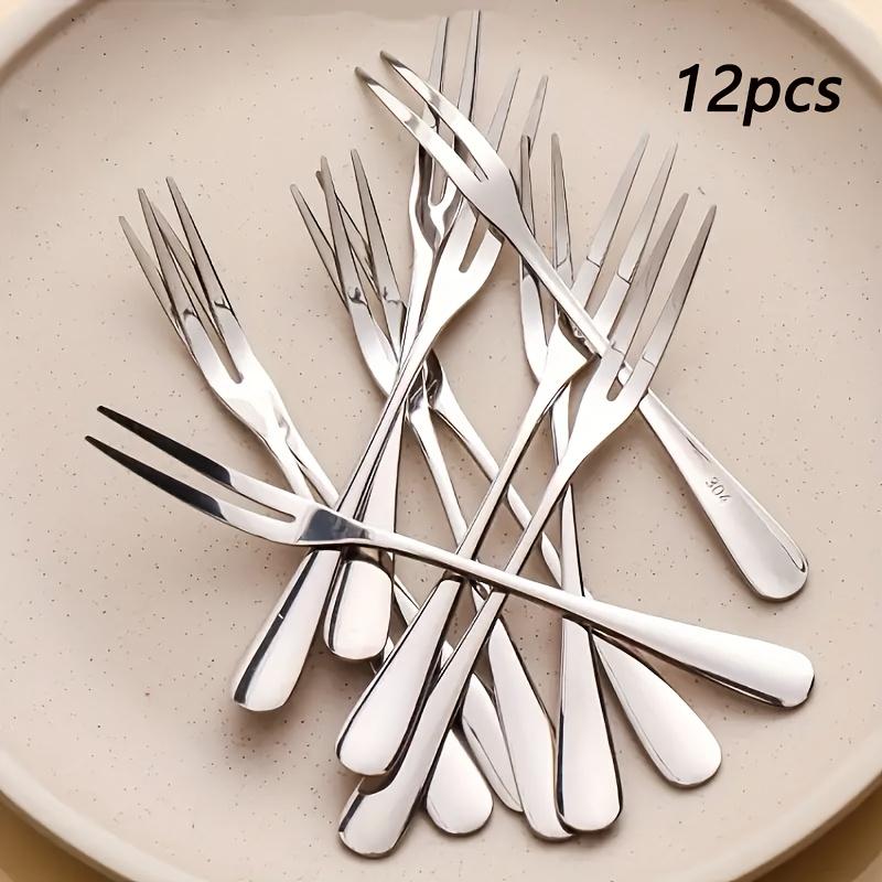 TEMU 6/12 Stainless Steel Fruit Fork, Dessert Fork, Fork, Modern Cake Fork, Decorative Salad Fork, Reusable Fruit Fork, Kitchen Tool Set