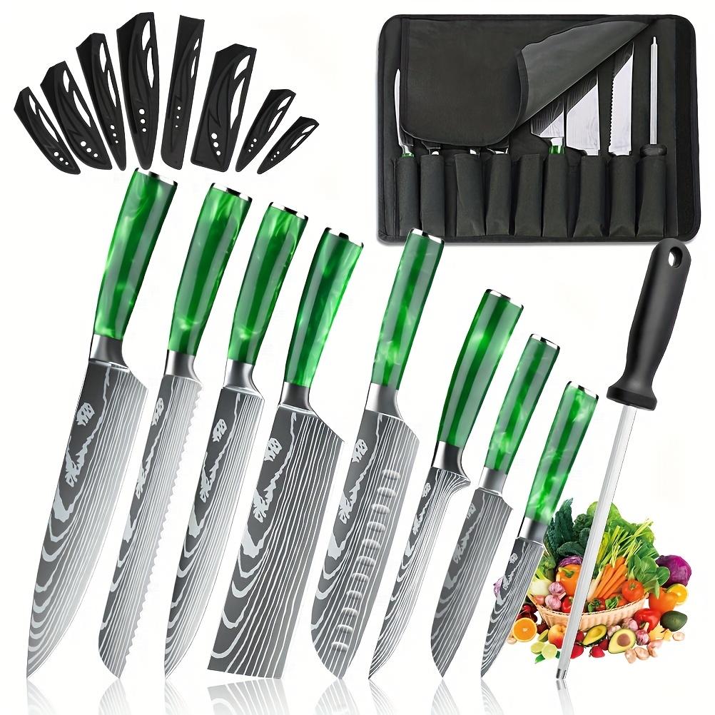 TEMU Kitchen Knife Set Made Of Stainless Steel With Bag 8pcs, Sharp Chef's Knife Ensemble, Knife Sword Sleeves, Sharpening Rod, Oxford Transport Bag - Ideal For On The Go
