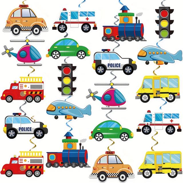 TEMU 40pcs, Streamers, Transport Birthday Hanging Swirls, Transport Party Hanging Decorations, For Transport Birthday Party Set Supplies