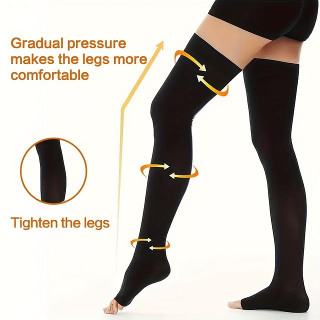 TEMU 1 Pair 20-30mmhg High Compression Knee-high Socks For - Grade Compression Stockings With Calf, Leg, Varicose Care, Effect, Open Toe & Machine Washable (unisex)