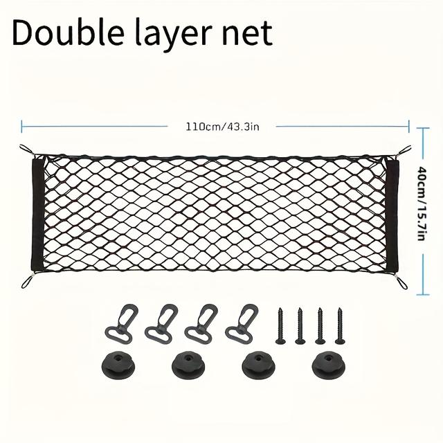 TEMU 【1개 탄성 자동차 트렁크 보관함】 1개의 자동차 트렁크 메쉬 가방, 탄성 수하물 캐리게 스토리지 네트, 후크가 달린 자동차 트렁크 스토리지 넷 포켓, 자동차 인테리어 액세서리, 자동차 부품