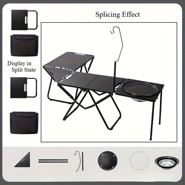TEMU 새로운 야외 캠핑용 휴대 가능한 테이블, 접이식 + 무료 조립, 피크닉 및 바비큐에 완벽 호환, 가벼운 전체 캠핑 장비|캠핑테이블
