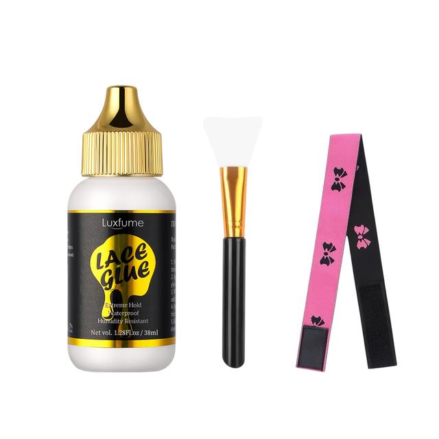 TEMU Luxfume Wig Installation Kit 3in 1! Strong Glue + Headband + Brush Combo, Beginner Friendly, Secure & Skin-safe , Easy Wig Styling Tools Christmas.