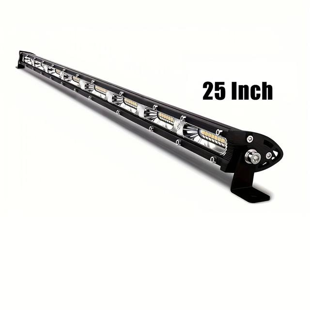 TEMU Barre lumineuse à DEL ultra-mince à une rangée, 13 po/20 po/25 po, haute luminosité 3000+ , 12 V-24 V, pour camions tout-terrain 4X4, VTT, VUS, installation facile, aucune batterie incluse