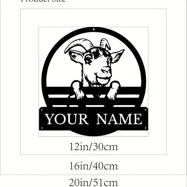 TEMU فن جداري مخصص لمزرعة الماعز المعدني - ديكور ماعز جبل روكي مُخصص، لافتة معدنية دائرية قابلة لإعادة الاستخدام للمنزل والحديقة، لا حاجة للبطارية