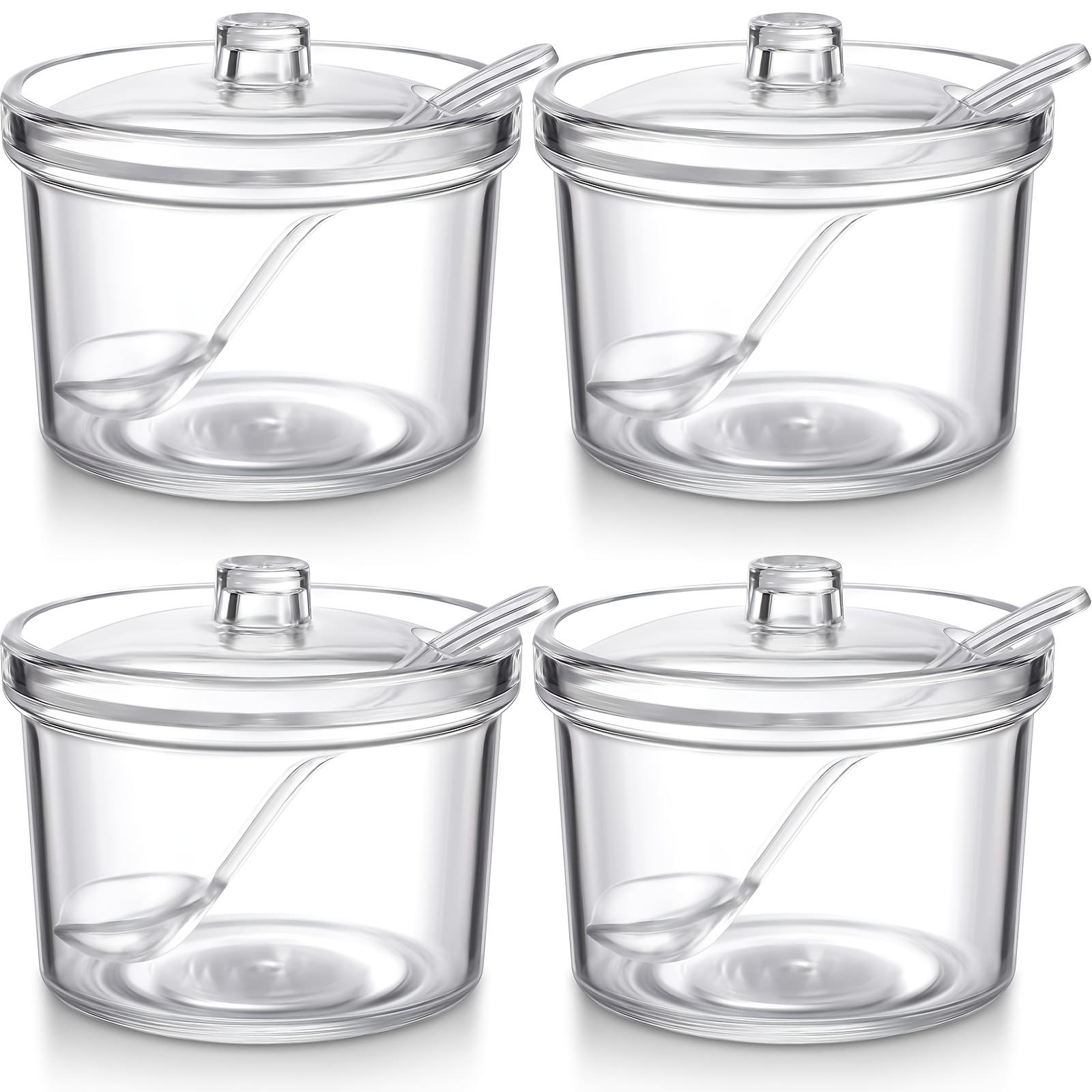 TEMU 4/6pcs 200ml Acrylic Transparent Sugar Bowls With Lids And Salt Spoons. Storage Sugar Cans With Sealed Lids Can Hold Sugar, Salt, Tea, Spices, Herbs, And Seasonings