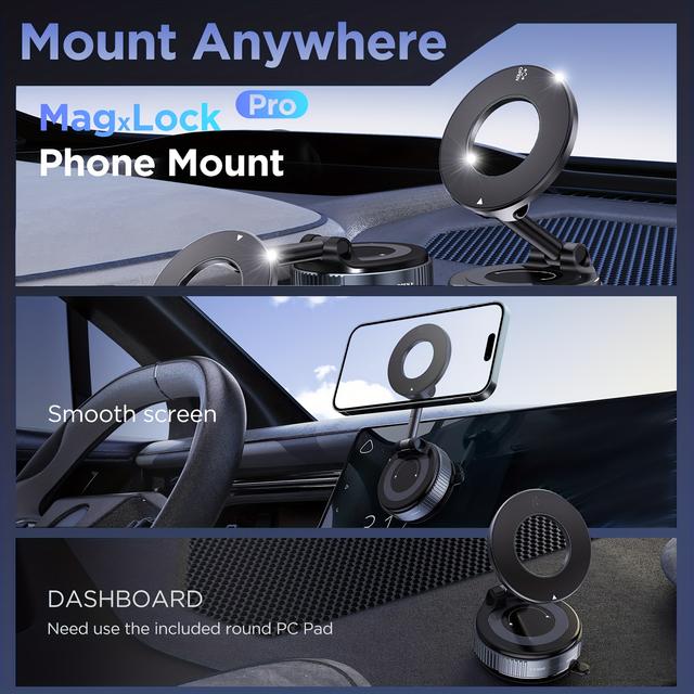 TEMU Vacuum Magnetic Phone Holder Suitable For Your Car 2026 Suction Cup Phone Mount With Washable Pad, 360° Adjustable Magnetic Phone Scenes, Smartphone & Gym/mirror