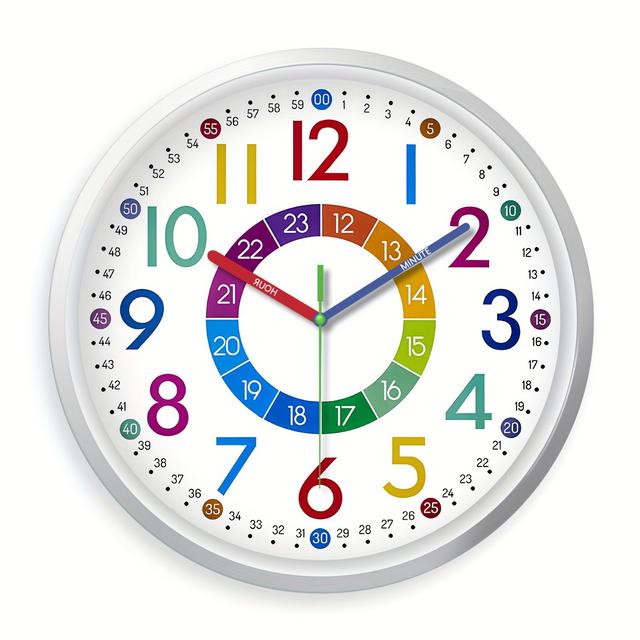 TEMU An 8-inch Simple Student Teaching Clock Silent Wall Clock, Suitable For Living Room Bedroom Room School Teaching Clock Decoration Clock, Christmas Easter Graduation Season Gift (no Battery)