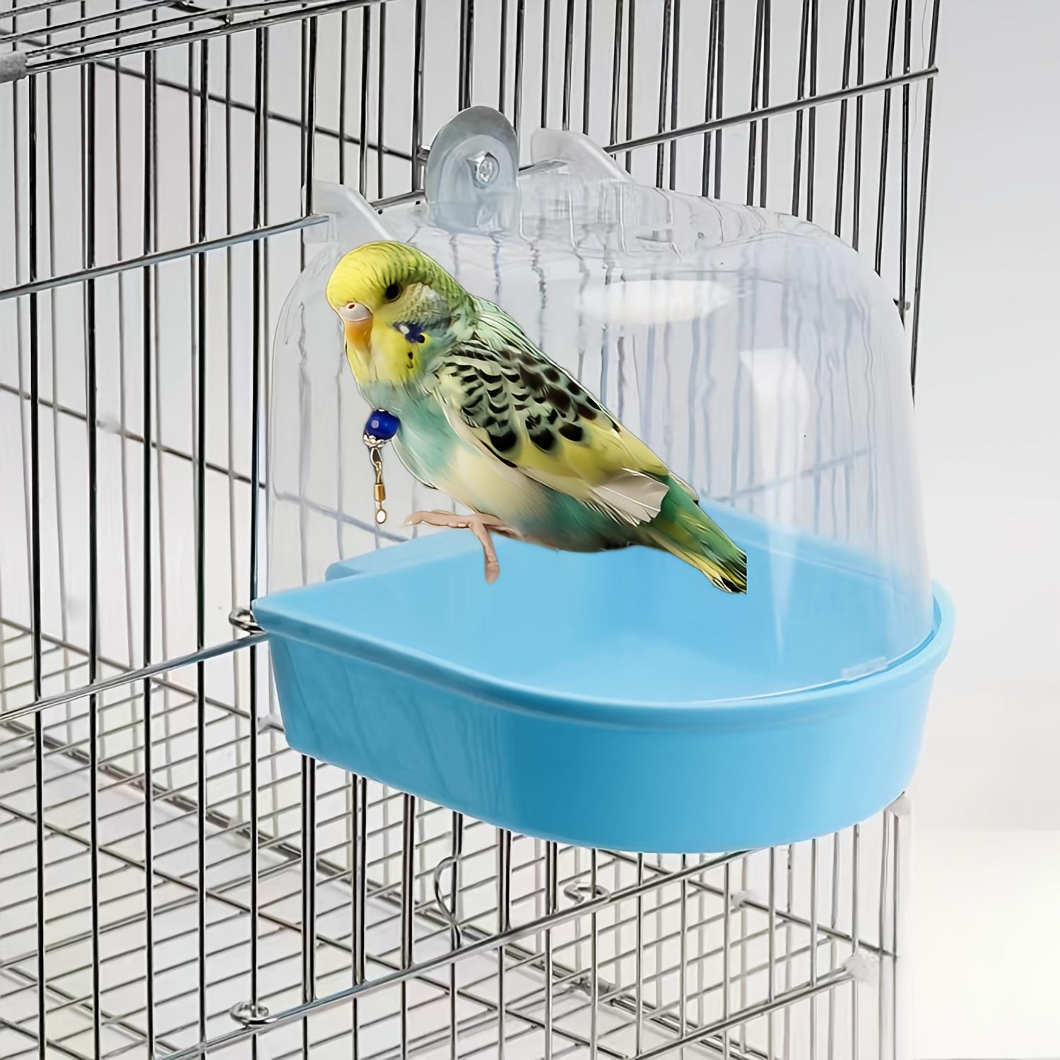 TEMU Vasca da Bagno per Pappagalli Design -Schizzi Materiale PP Resistente Facile da Trasportare con Maniglie Perfetta per Pappagallini, e Cockerelli