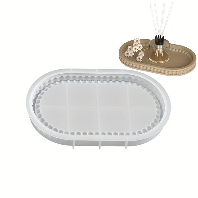 TEMU Molde de bandeja de silicona con de , molde de paleta para cuentas, arcilla, para fundición de epoxi, molde de platillo de almacenamiento, moldes para decoración del hogar