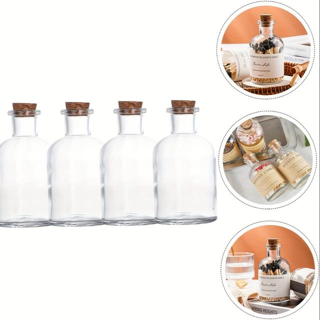 TEMU 4 Stück 125ml Korken-Glasprobenflaschen für Wunschaufbewahrung und DIY-Bastelprojekte