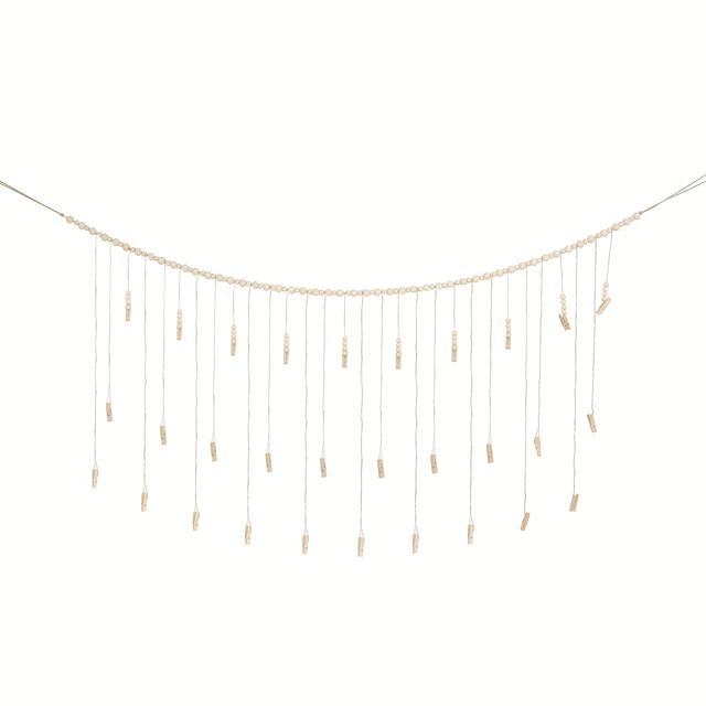 TEMU 1pc Bohemian Style Photo Clip Banner With 30 Photos, Home Decor Picture Display Stand