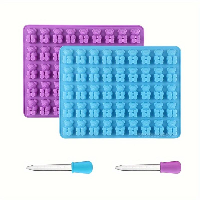 TEMU 2 Stück 1 Zoll Große Gummibärchen DIY Silikonformen mit 2 Pipetten, Schokoladenformen, Eiswürfelformen, Küchenzubehör, 1 Set enthält 90 Mulden