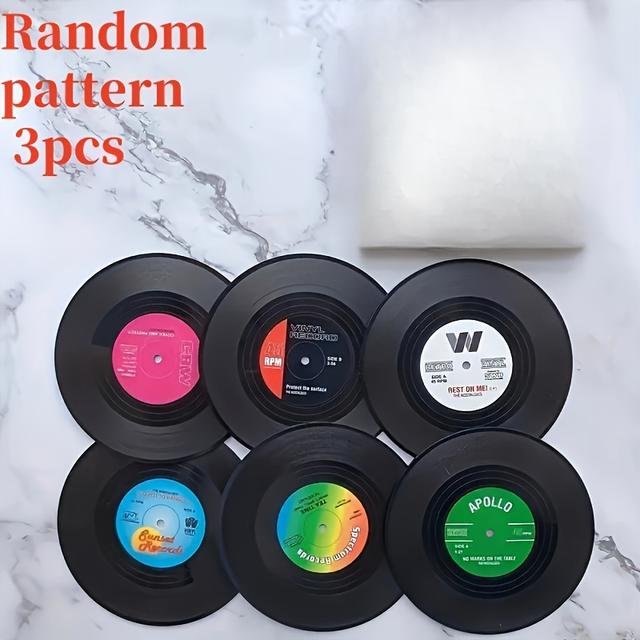 TEMU 3-balení Retro americké rockové vinylové desky podložky pod nápoje | Protiskluzové tepelně izolační podložky, víceúčelová podložka na stůl a dekorace do pokoje