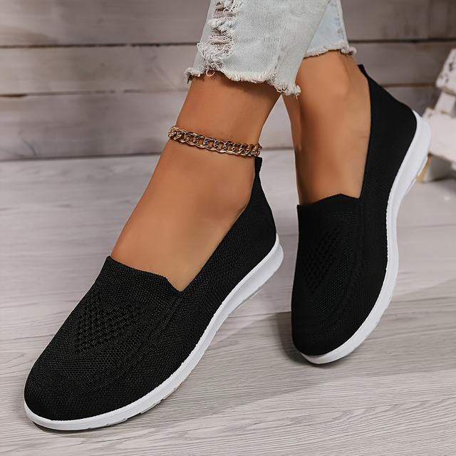 TEMU Tlcas2 - Breathable Slip-on Flat Casual Shoes, Knitted Sports Sneakers