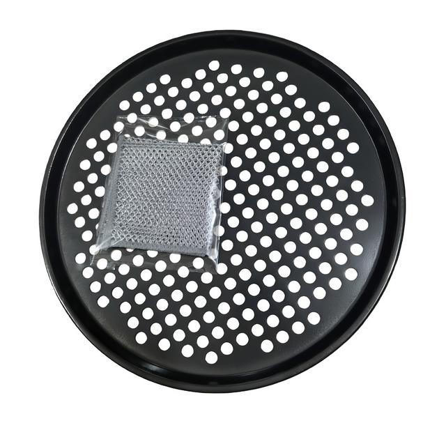 TEMU 12-inch Round Carbon Steel Pizza Pan With Cleaning Wire Towel, Coated, Oven Safe - Ideal For Birthdays And Holidays