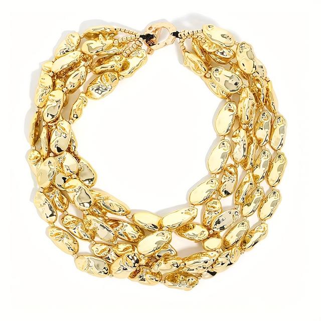 TEMU Een gouden kralenketting met meerdere lagen en een overdreven design, in een retro licht luxe stijl. Deze ruggengraatketting is een modieus en uniek accessoire dat opvalt bij outfit.