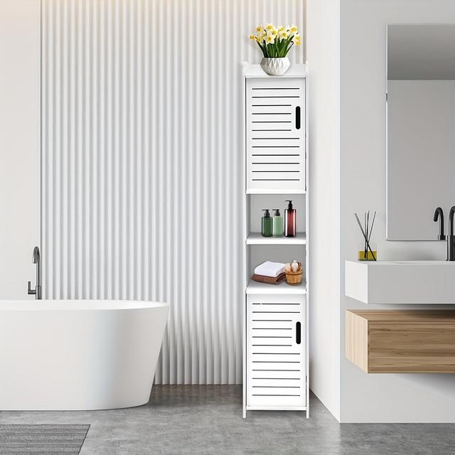 TEMU Bathroom Cabinet Storage Cabinet Floor-standing Showcase, Storage Furniture For At Home, Organizer Unit For Office Living Room Kitchen Entrance Area White