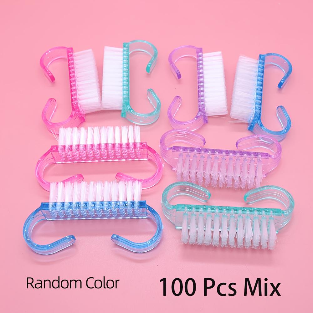 TEMU 100pcs/box Portable Washable Nail Cleaning Brush Product Soft Brush Bristles Plastic Handle Compact And Exquisite Nail Art Tools Cleaning Dust For Salon//household/diy Color Random