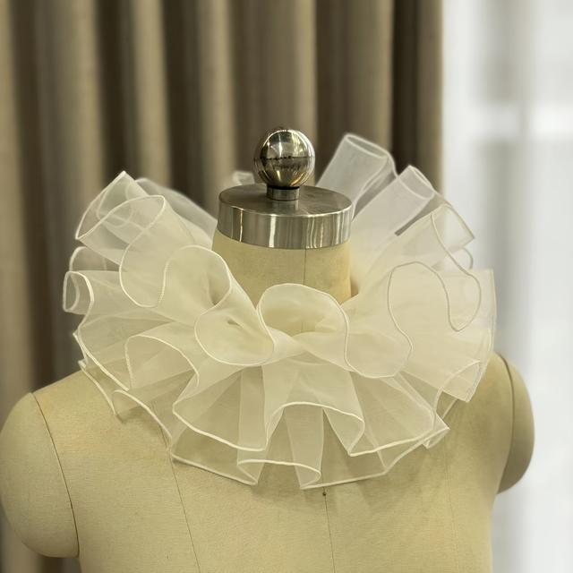 TEMU Versatile Fashion Fake Collar Neck Styling Neck Ornament Small Ruff Collar, Frilly Collar Suitable For Stage Performances And Wedding Photography Additions