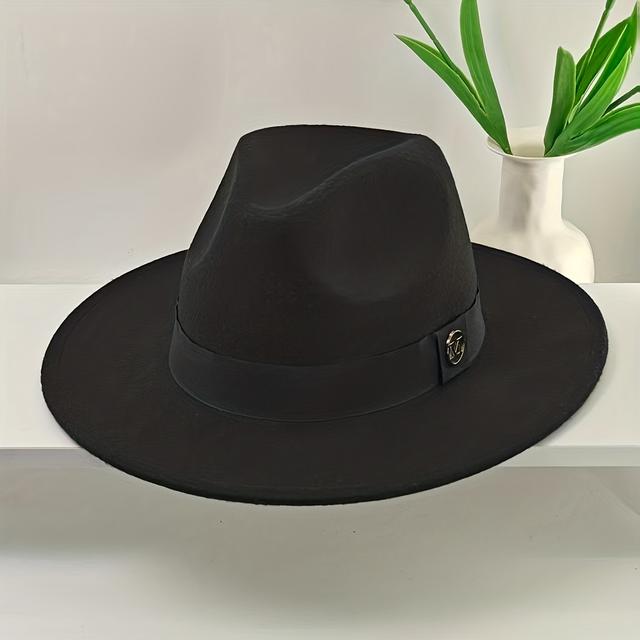 TEMU Vintage Felt Hat With Detachable Webbing, Vacation, Leisure, Travel, And Casual Attire