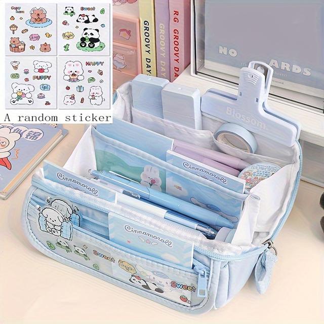 TEMU オフィス、学校、旅行用のポータブル文房具バッグ - 若者、男性、女性、大人向けの理想的なギフトを備えた複数の仕切り付き大容量キャンバスペンケース