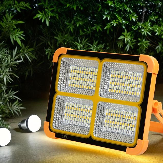 TEMU A Portable Led Usb And Solar-powered Lamp With A Long , Featuring 5 Adjustable Brightness Levels And A Magnetic Hook, Ideal For Camping, Emergency Lighting, And Outdoor Travel