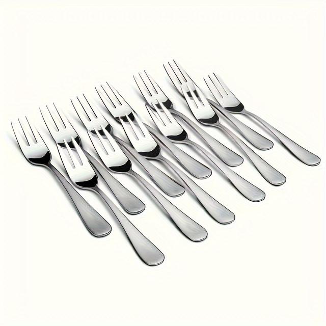TEMU 12pcs Stainless Steel Mini Fruit Forks, Dessert Forks Set With , Dishwasher Safe, Home Kitchen, Parties, Afternoon Tea, And Salad Utensils – 5.7in