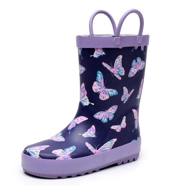 TEMU LANCDON Mädchen Bequeme Halloween-Themen Stiefel – Hochwertige Gummiregnschuhe mit Schmetterling-, Dinosaurier- & Tierdruck, Alljahreszeiten geeignet, Rundspitzen leicht zu reinigen