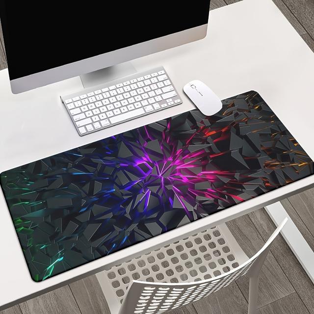 TEMU Xxl Neon Futuristic Mouse Pad Compatible For Pc/laptop - Large Gaming & Office Desk Mat With Neon Glow Lines, Durable Rubber Base & Top, Ideal Gift For Men/women, /girlfriends (xxl Size)