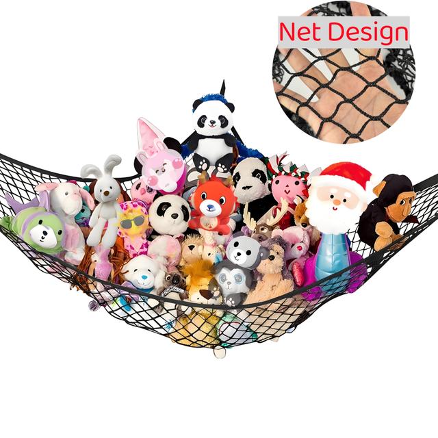 TEMU Large Plush Toy Hammock - Corner Storage Net For Stuffed Animals (3 Colors) - Durable Hanging Organizer, Soft Polyester Material, Room Decor And Plush Toy Display, Plush Toy Hanging Storage