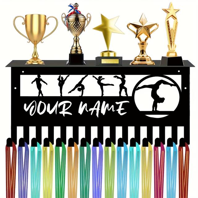 TEMU حامل ميداليات شخصي مصمم للجمباز، مناسب للاعبات الرياضة، يحتوي على 15 خطافًا، يمكنه عرض أكثر من 50 ميدالية، هدية مثالية للرياضيات