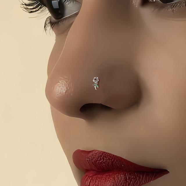 TEMU A Stylish And Minimalist Stainless Flower With A New Design, Suitable For Piercing, Ring, And Decoration.
