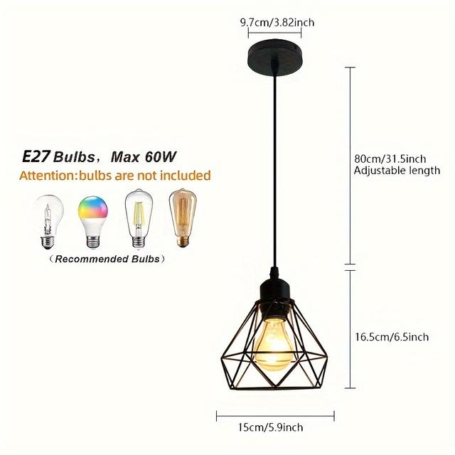 TEMU Luminaire suspendu nordique moderne avec E27, idéal pour à manger, bars, couloirs et balcons (ampoule non incluse)