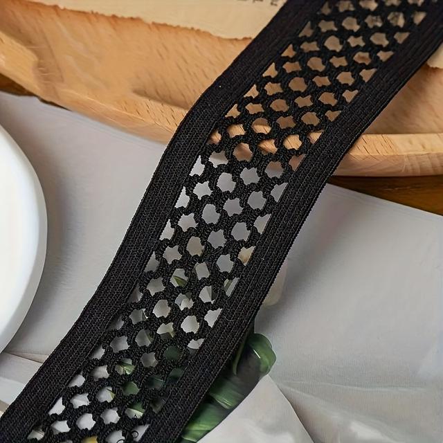 TEMU 3 см Чорно-біла еластична мереживна обробка, порожниста еластична стрічка, використовується для шиття та в'язання