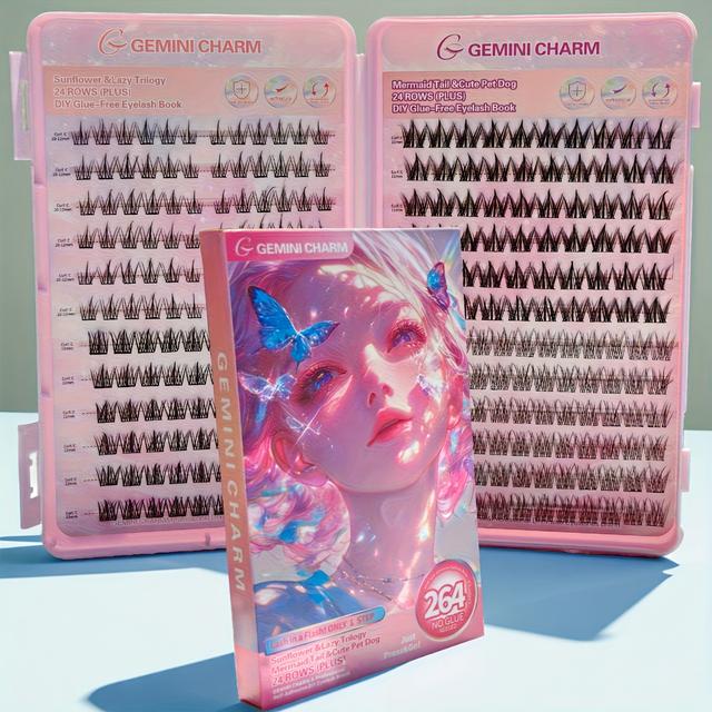 TEMU Set wimpers, zelfklevende opties, geen lijm nodig, verkrijgbaar in vier stijlen, natuurlijke clusters, lichtgewicht en herbruikbaar, schoonheidsproducten