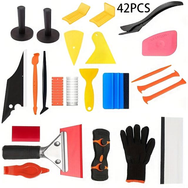 TEMU Professional Car Kit With Spray - Vinyl Wrap Tool Set, Includes Scraper And Squeegee, Ideal For Sun Protection And Privacy, Easy Application, Car Kit||durable Plastic Tools, Car Window