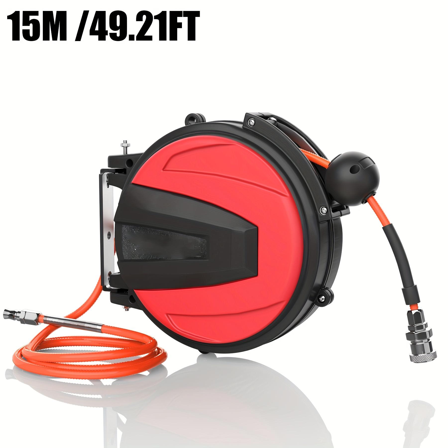 TEMU Einziehbarer Luftschlauchspulenhalter, 3/8 Zoll × 32/50/62 -Pneumatikschlauch, Wandmontage mit 180° Drehfunktion für Werkstatt und Garage