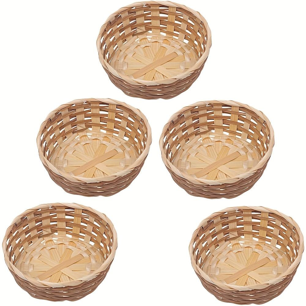 TEMU 5pcs You Choose The Perfect Bread Basket - Hand Woven Wicker Bread Basket Set, , Suitable For Holding And Storage - Woven Fruit Basket, Perfect For Home And Kitchen