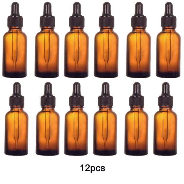 TEMU 4/12 Stück 1oz bernsteinfarbene Glas-Tropfflaschen Glas-Augentropfer 30 ml für ätherische Öle, Flüssigkeiten, Glas-Tinkturflaschen, auslaufsichere Reiseflaschen für Gewerbe/Salon