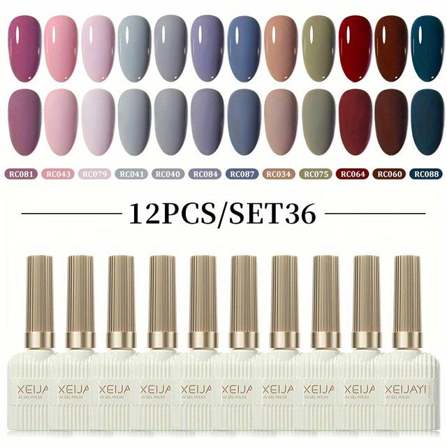 TEMU Xeijayi 12pcs 15ml Gel Nail Polish Set, Popular Color Gel Varnish Kit, Soak Off /led Gel Polish, For Nail Art Christmas Diy