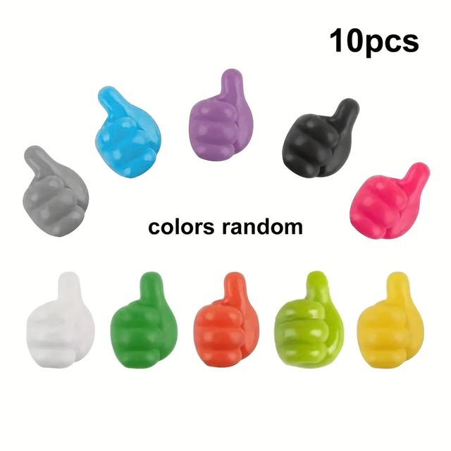 TEMU 10pcs Adorable Thumb Hooks - Multi-use, Self-adhesive Mini Organizers For Glasses, Charging Cables & More - Durable Plastic, Car Storage & Gadget Decoration, Car Accessories