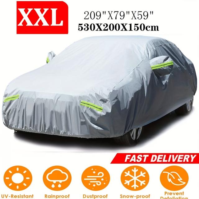 TEMU 209*79*59 Inch Universal Car Sedan Cover Full Cover Sunlight Water Resistance Uv Protector