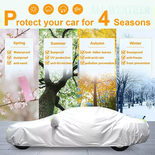 TEMU 10-layer Car Cover Waterproof All Weather - See Vehicle Size-chart - Car Covers For Automobiles & Car - Full Exterior Covers - Winter Rain Sun Suv Sedan. Size A4
